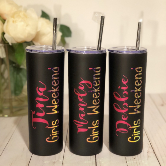Personalized Wine Tumbler // stainless wine tumbler // Rose Gold // girls  weekend ideas // wine tumblers with straw